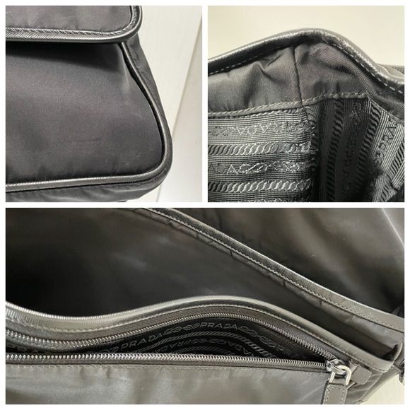 Prada black Tessuto nylon and saffiano leather messenger crossbody bag - Picture 9 of 12